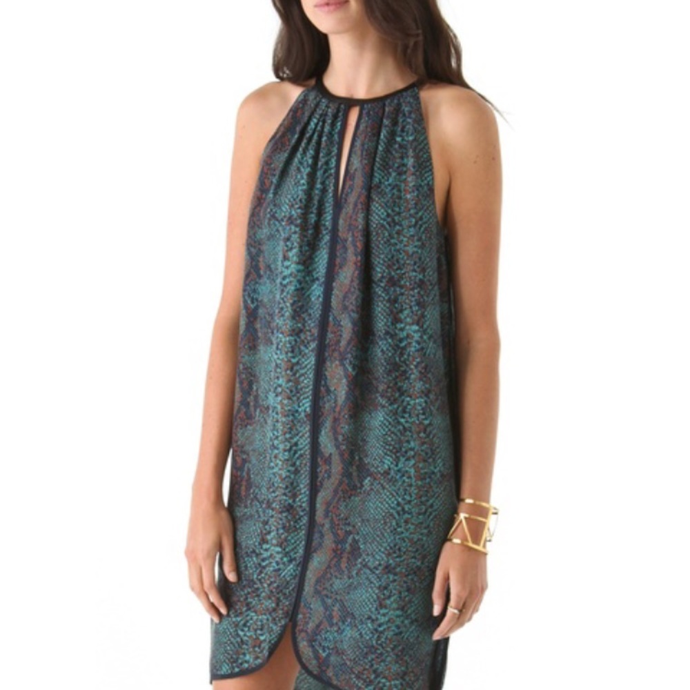 Rebecca Taylor Silk Python Print Halter Dress - image 1